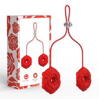 Anwendungssteuerung Rosen-Nippelklemme Vibrator 9 Vibrationsmodi USB-Aufladbar IPX7 Wasserdicht BDSM Bruststimulator für Frauen