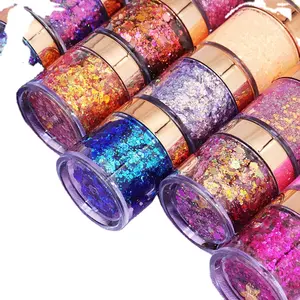 Parlak renkli glitter göz farı krem payetler vegan yüksek pigment göz farı toz mineral bukalemun tıknaz glitter göz farı