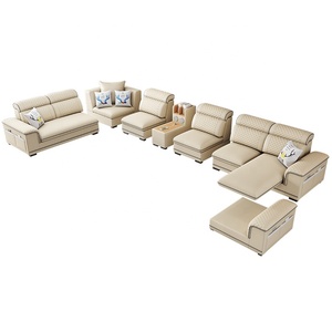 Divano Componibile a U Moderno e Lussuoso a 7 Posti in Lattice, Arredamento per Soggiorno in Tessuto con Design ad Angolo - Product Image 5