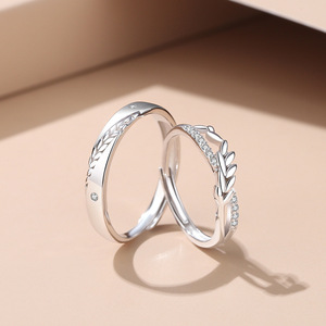 Anillo <span class=keywords><strong>de</strong></span> <span class=keywords><strong>Pareja</strong></span> Simple <span class=keywords><strong>de</strong></span> Plata <span class=keywords><strong>de</strong></span> Ley 925 con Circonita, <span class=keywords><strong>Anillos</strong></span> Ajustables Abiertos para Hombre y Mujer, Joyería <span class=keywords><strong>de</strong></span> Compromiso y Boda para Enamorados - Product Image 6