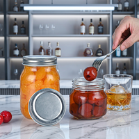Pot Mason de Qualité Supérieure pour Conserves 8oz 16oz, Pot en Verre pour Conserver les Aliments avec Couvercle Métallique