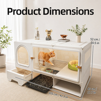 Grande cage intérieure pour chat avec porte transparente, maison pour animaux de compagnie, zones de repos, d'activités et de toilettes