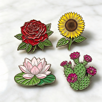Épingles en émail souple personnalisées à motif floral élégant, prix d'usine, badges métalliques à motif floral et végétal, bijoux personnalisés, épingles de revers de haute qualité