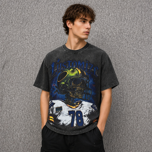 T-shirt d'été personnalisé pour <span class=keywords><strong>homme</strong></span> 100 % coton, motif uni, technique de lavage à l'acide, impression DTG personnalisée, sérigraphie, grandes tailles - Product Image 1