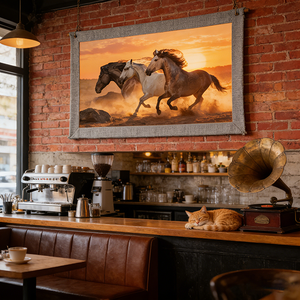 Peintures d'animaux imprimées, tableau mural décoratif Chevaux Dorés, papier peint mural, décoration murale marocaine, décoration de salon - Product Image 5