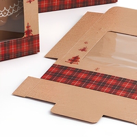 Weihnachts-Keksbox Kraftpapier Geschenkverpackung mit Fenster für Kekse, Pralinen, Süßigkeiten zum Verschenken