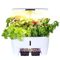 Système de culture hydroponique à 16 capsules, jardinières intelligentes avec plateau de semis, indicateur de niveau d'eau et lumière de croissance LED pour la culture intérieure