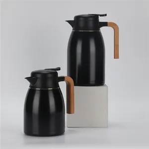 Tay cầm bằng gỗ nhiệt Flask chai nước cầm tay chân không cách nhiệt thép không gỉ Gallon Jug