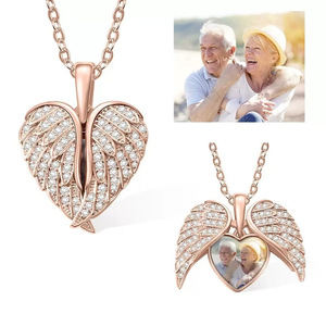 Collana Trendy in Acciaio Inossidabile Placcato Oro 18K con Ciondolo a <span class=keywords><strong>Cuore</strong></span> Aperto in Cristallo, Collana Personalizzata alla Moda per Coppie - Product Image 5