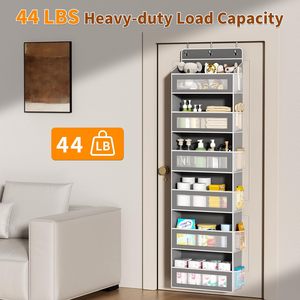 Over The Door Organizer 6 Tier Grey <b>Hanging</b> <b>Storage</b> With 17 Pockets For Closet Bathroom Bedroom Use - Product Image 4