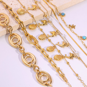 <span class=keywords><strong>Pulsera</strong></span> de acero inoxidable para mujer, estilo de fruta, personalizada, chapada en oro, circón, piedra de color, pulseras de mano a la moda - Product Image 2
