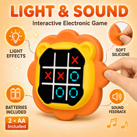 Jeu électronique 3 en 1 Tic Tac Toe en forme de lion, jeu de puzzle de mémoire portable, jeu de société interactif pour enfants, entraînement cérébral