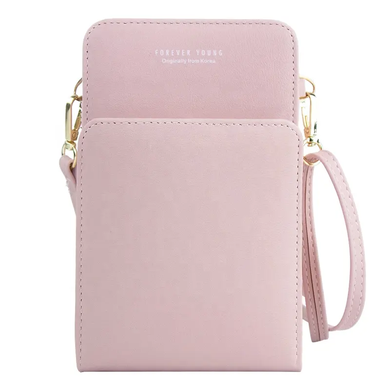 De las mujeres pequeñas teléfono móvil monedero de cuero genuino Crossbody bolsa bolso