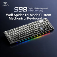 Teclado Mecánico AULA S98 con 98 Teclas, RGB, Inalámbrico, para Juegos, Compatible con Cajas de Ordenador