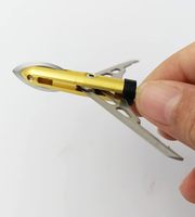 Pointes de flèche de chasse en acier inoxydable doré pour arbalète, durables, 100 grains, avec 2 lames, flèches et arcs