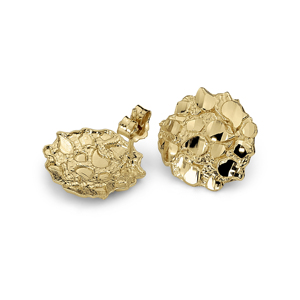 Pendientes de botón minimalistas redondos chapados en oro de 14k con diseño de pepita para hombre/mujer, unisex, regalo perfecto para él y para ella - Product Image 2