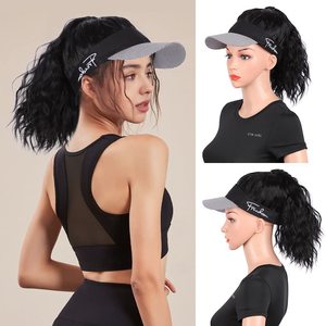 Chapeau à capuche en fibre haute température pour femmes, style <span class=keywords><strong>afro</strong></span> dreadlocks, motif pied-de-poule, petite casquette, densité 120%, cheveux courts bouclés - Product Image 2