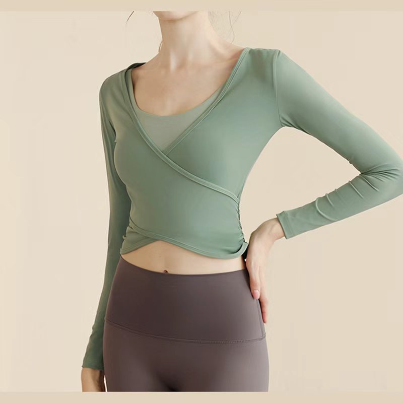 New Women's Long Sleeve Yoga Top Round Neck Slim-Fit Stretch Sports Running Fitness Top Seamless