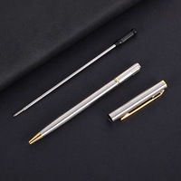 Bolígrafos Metálicos Delgados de Lujo con Logotipo Personalizado, 1.0 mm, Bolígrafos Giratorios Estilo Hotel, Personalizables para Publicidad y Promociones