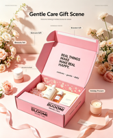 Boîte cadeau rigide haut de gamme écologique à couvercle entièrement ouvrable avec impression intégrale personnalisable pour les accessoires de beauté et de maquillage