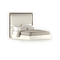 Ensemble de chambre à coucher en cuir, meuble confortable et moderne, lit double, king size
