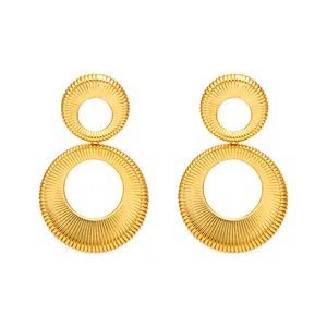 Doppelkreis Geometrie Tropfenohrringe für Damen Gold Farbe geometrische Winkel-Ohrringe Mode Schmuck OEM ODM Hersteller