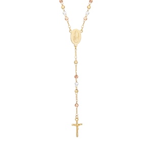 Collana JML di Lusso con <span class=keywords><strong>Rosario</strong></span> della Vergine Maria, Gioiello Personalizzato Delicato <span class=keywords><strong>Placcato</strong></span> <span class=keywords><strong>Oro</strong></span> 14k PVD con Catena a Perline per Donne - Product Image 3