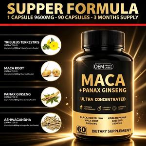 Cápsulas de Suplemento de Raíz y <span class=keywords><strong>Polvo</strong></span> de <span class=keywords><strong>Maca</strong></span> Sin Gelatina de Marca Blanca OEM de 500 mg para Resistencia y Vitalidad - Product Image 2