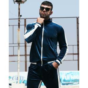 Người Đàn Ông Của Velour Tracksuit Set Đầy Đủ Zip Áo Khoác Giản Dị Quần Ấm Thể Thao Tập Thể Dục Trang Phục Cho Mùa Đông 2-Mảnh Sweatsuit Chạy Bộ Phù Hợp Với - Product Image 3