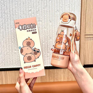 Nouvelle tasse à eau en verre Capibala Cartoon, design élégant, unisexe, portable, pratique, avec paille, double ouverture, grande capacité, mug de voyage - Product Image 4