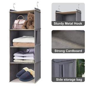 SINCERE Modern Eco-friendly Fabric Wall-Mounted Hanging <strong>Shelf</strong> Wardrobe Storage <strong>Cupboard</strong> <strong>Organiser</strong> 3 Compartments Foldable - Product Image 3