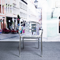 Chaises de salle à manger empilables modernes en aluminium avec table en rotin, mobilier de jardin portable pour café, événements de restaurant, utilisation en extérieur