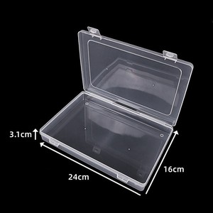 Transparent <b>Plastic</b> <b>Storage</b> Box 24x16x3.1cm Rectangular Covered Office Organizer Parts Container - Product Image 1