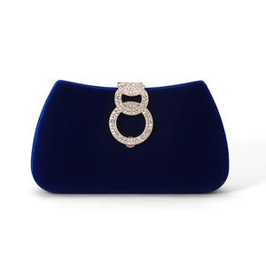 女性用パーティーウエディング用イブニングバッグベロアクラッチクリスタルフェニックスメタルフレーム - Product Image 2
