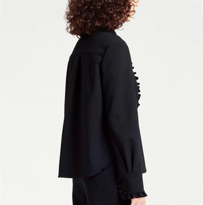 Nuovi Arrivi 2025: <span class=keywords><strong>Camicia</strong></span> Casual da <span class=keywords><strong>Donna</strong></span> Vintage Primaverile <span class=keywords><strong>Nera</strong></span> in 100% <span class=keywords><strong>Lino</strong></span> a Maniche Lunghe con Volant, Abbigliamento Personalizzato - Product Image 3