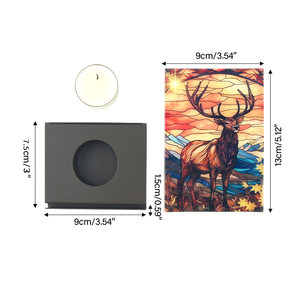 Square Deer Theme Glass & Metal <b>Tea</b> <b>Light</b> Holder Christmas Decorative Lantern for Farmhouse Table Centerpiece - Product Image 6