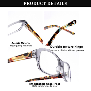 Sunray Custom Printed Temple Metal Logo Acetate Handmade Lightweight Classic Unisex Clear Lens Optical Eyeglasses <b>Frames</b> - Product Image 5
