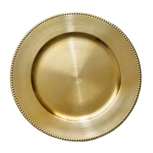 Plastic Gold Luxury Wedding Charger <b>Plates</b> - Elegant <b>Decorative</b> Tableware for Banquet & Reception (12 Inch Round, Set of 6/12) - Product Image 5