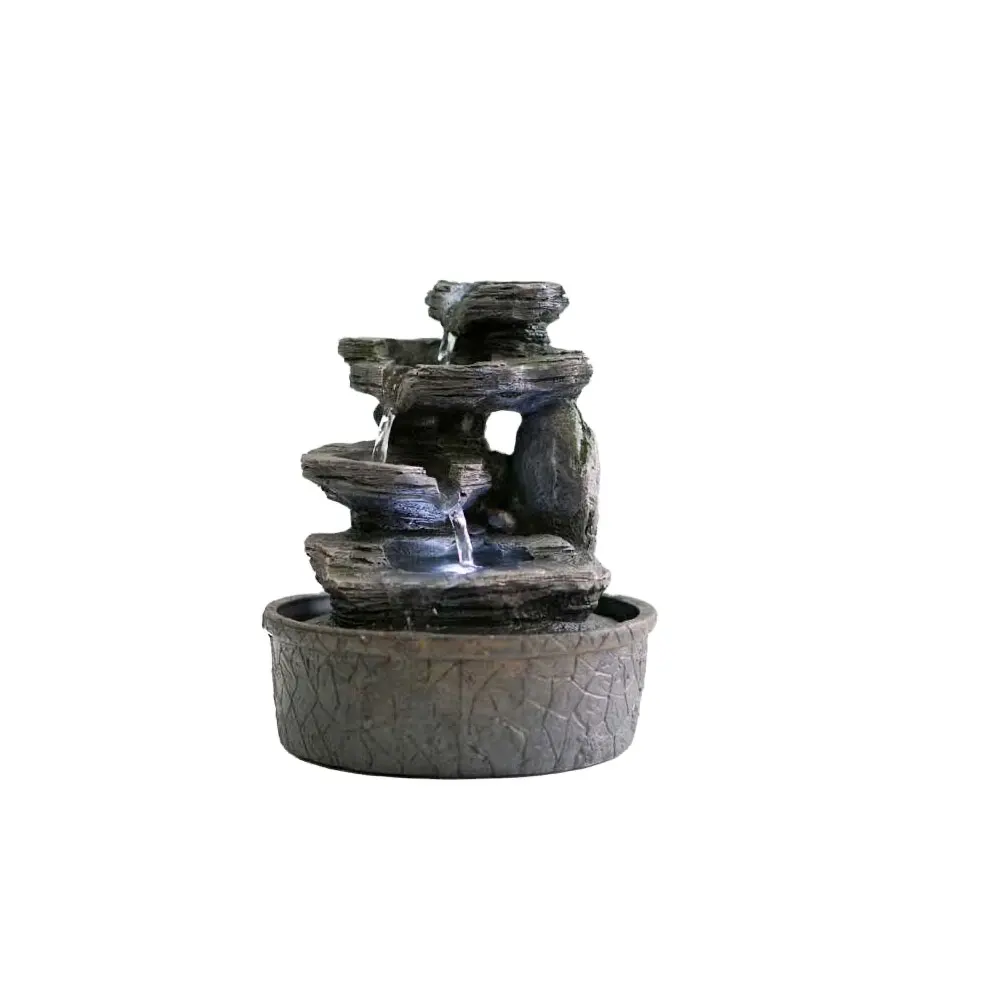 4 Fall Rock LED Lit Indoor Water Feature Ideal for Feng Shui 20.5*20.5*25 cm