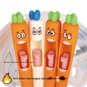 Penna Gel retrattile 0.5mm a forma di carota con inchiostro nero per ufficio e scuola utilizzare plastica resistente e Design con linguetta - Product Image 1