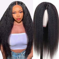Perruque péruvienne frontale en dentelle, cheveux crépus lisses, poils humains vierges, bruns ombrés, 13x4, HD, 100% de densité, perruques pour femmes noires, nouvelle collection