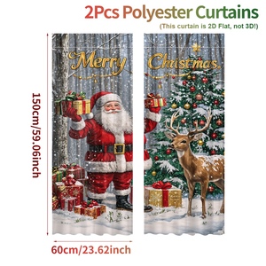 Tende in Poliestere con <span class=keywords><strong>Babbo</strong></span> <span class=keywords><strong>Natale</strong></span> e Renne per Decorazioni Interne, Tende per Capodanno, Decorazioni per la Casa - Product Image 6