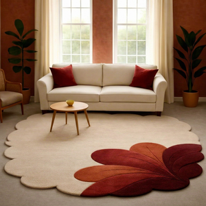 Alfombra de Lana Hecha a Mano con Forma Personalizada, Alfombra Seccional para Sofá, Alfombra Envolvente para Piso de Penthouse - Product Image 1