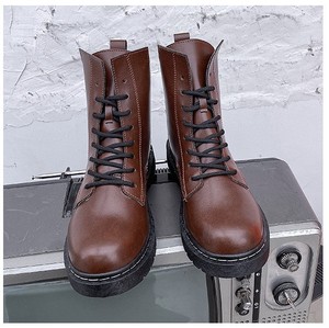 Botas de Cuero de Moda para Mujer, Botas Impermeables y Cálidas, Botas de Tobillo para Hombre, Zapatos de Estilo Británico - Product Image 2