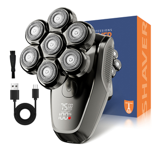 เครื่องโกนหนวดแบบชาร์จไฟได้ 5-in-1 สำหรับผู้ชาย พร้อมหัวโกน 7 หัว จอแสดงผลดิจิตอล ใช้งานได้เอง เหมาะสำหรับใช้ในครัวเรือน - Product Image 1