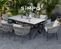 Ensemble de meubles d'extérieur modernes et légers SIMPOLIFESTYLE, ensemble de salle à manger de luxe STRADA pour jardin, balcon, aluminium extensible