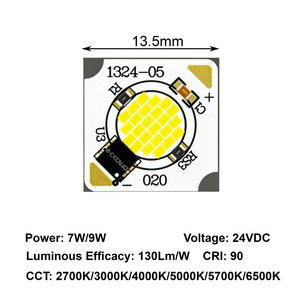 Chip LED COB LEDEAST Serie 1324 CSP de 7W 9W RA90 Blanco Cálido 2700K para Luces de Riel - Product Image 1