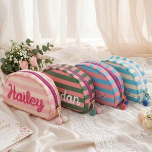 Uionen Personalized Hand-embroidered Name Colorful Shell <b>Makeup</b> Bag Toiletry Bag <b>Makeup</b> <b>Case</b> Storage Bag Spring and Summer - Product Image 2