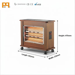 Chauffage infrarouge à quartz autoportant en bois avec protection contre la surchauffe |   220V Design en bois, caractéristiques de sécurité pour salon, style rétro - Product Image 4