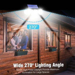 Lampe solaire à 260 LED, 3 têtes, étanche IP65, haute luminosité, détecteur de mouvement, lampe murale solaire, projecteur réglable - Product Image 4
